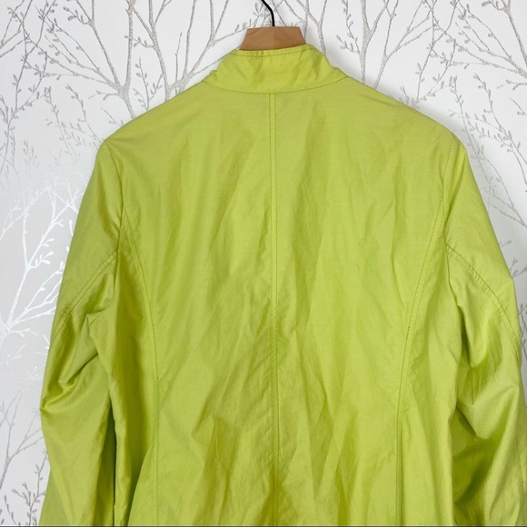 EILEEN FISHER Button-Down Neon Green Rain Jacket L - Picture 5 of 13